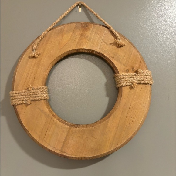 DECOR BEACH HOUSE WHITE WOOD ORANGE NAUTICAL BUOY SIZE 12” - Picture 2 of 4